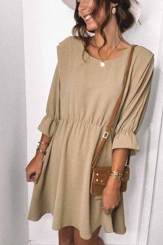 Urban Round Neck Sleeves Mini Dress