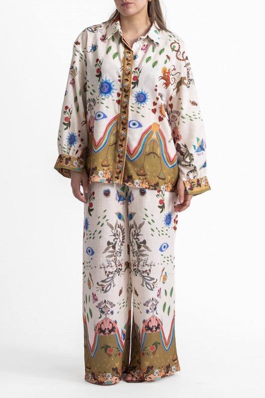 Featured Print Loose Oversize Pants Set