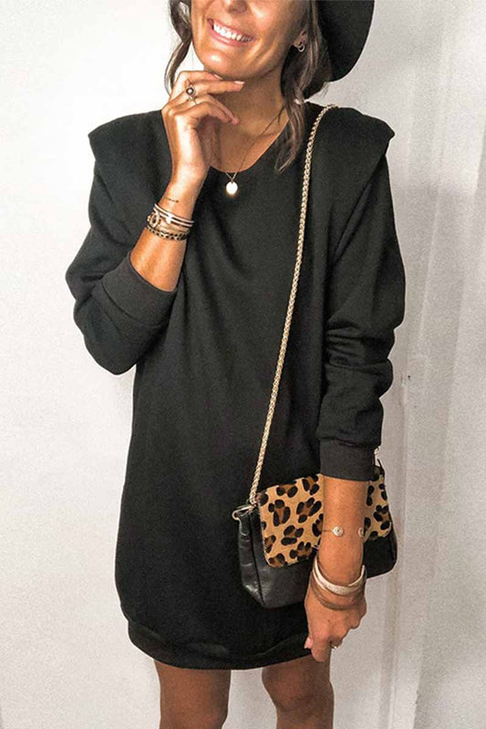 Knit Color Round Neck Mini Dress