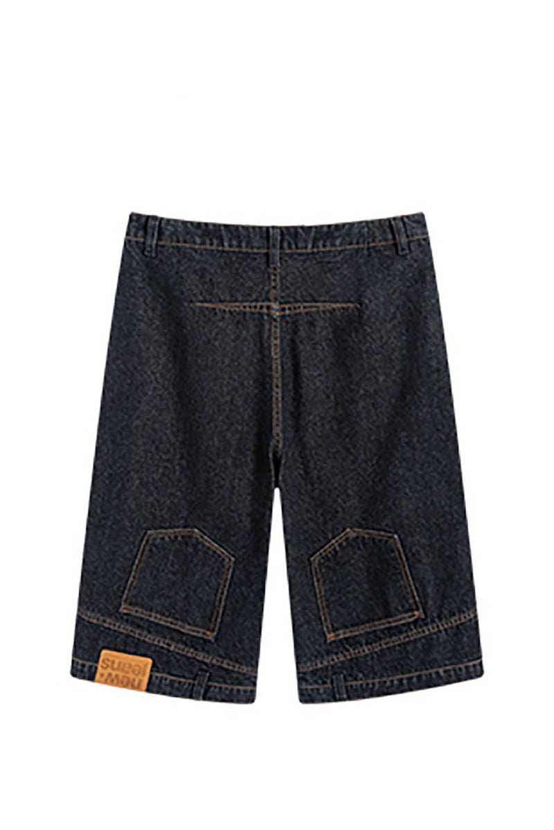 Inverted Wide Leg Denim Shorts