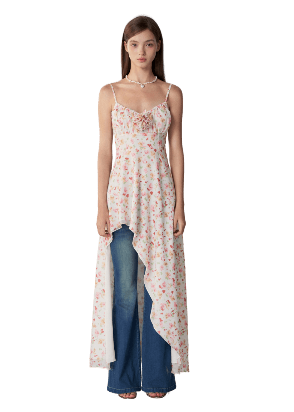 Diagonal Split Hem Maxi Dress