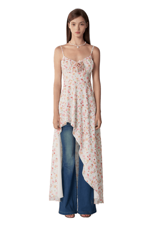 Diagonal Split Hem Maxi Dress