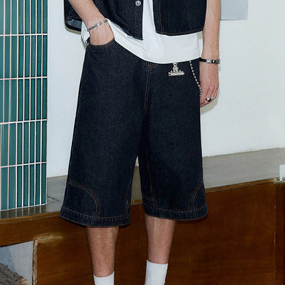 Inverted Wide Leg Denim Shorts
