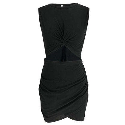 Hollow-out Sleeveless Hot Mini Dress(2 Colors)