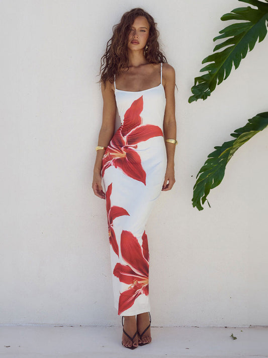 Deia Midi Dress - Crimson Lily