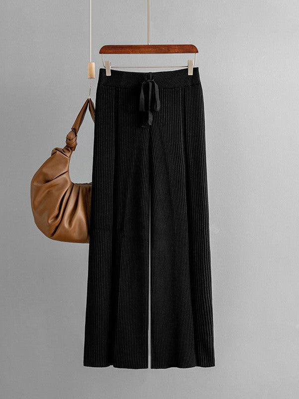 Wide Leg Knitted Stripe Pants