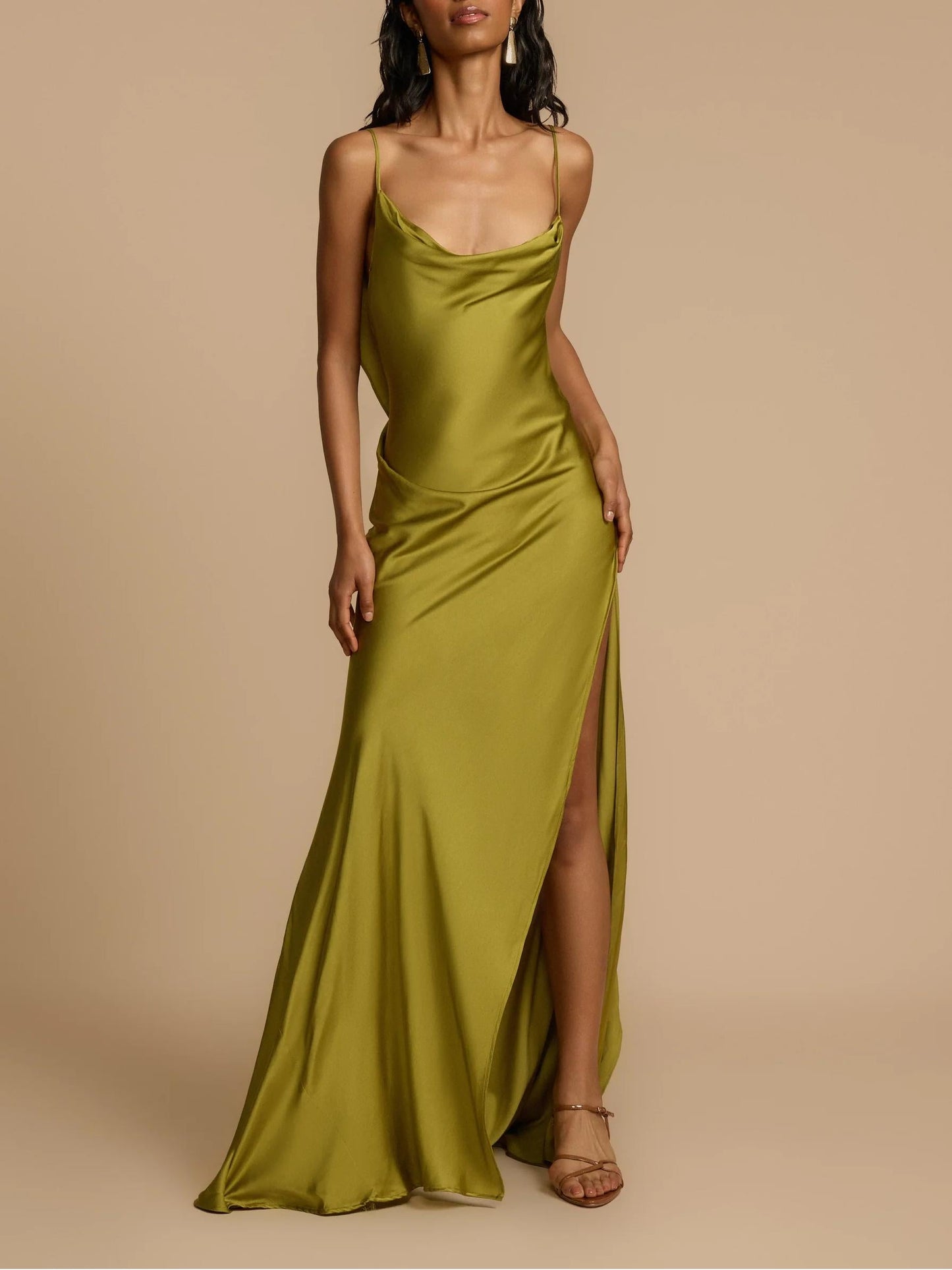 Satin Side High Slit Maxi Dress