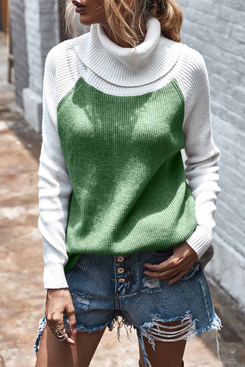 Contrasting High Neck Sweater