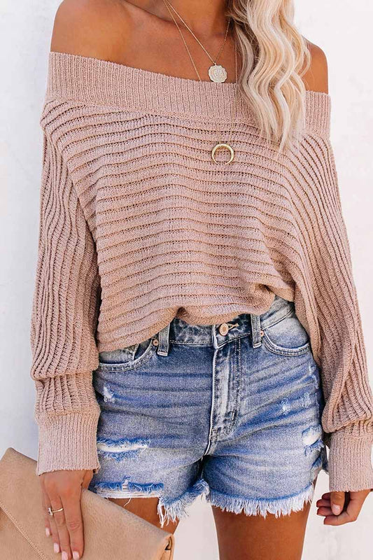Striped Off-shoulder Sweater