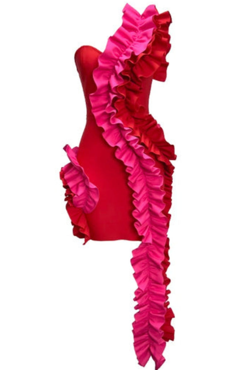 Jodie One Shoulder Ruffle Mini Dress
