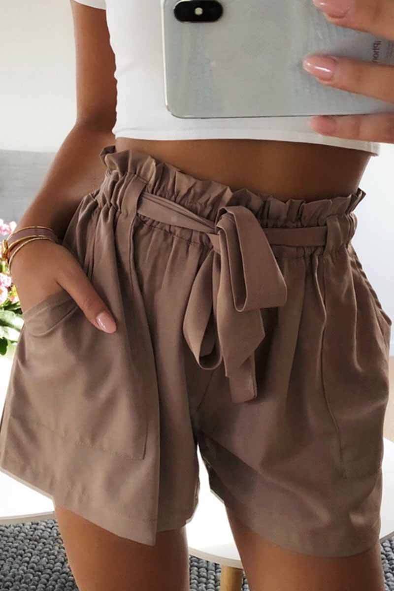 Elastic Wide Leg Strap High Waist Shorts