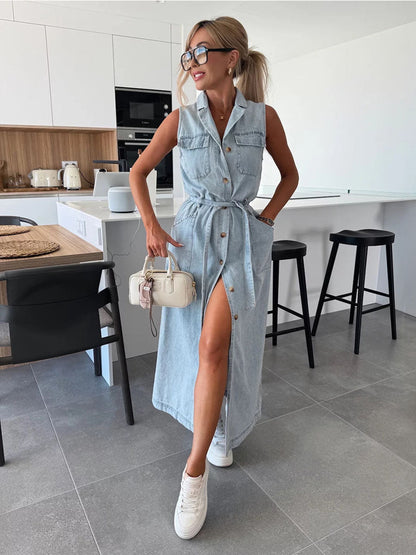 Belt Cool Denim Jumpsuits