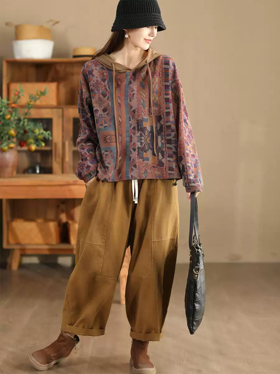 Autumn Flower Hooded Cotton Sweatshirt Wg021