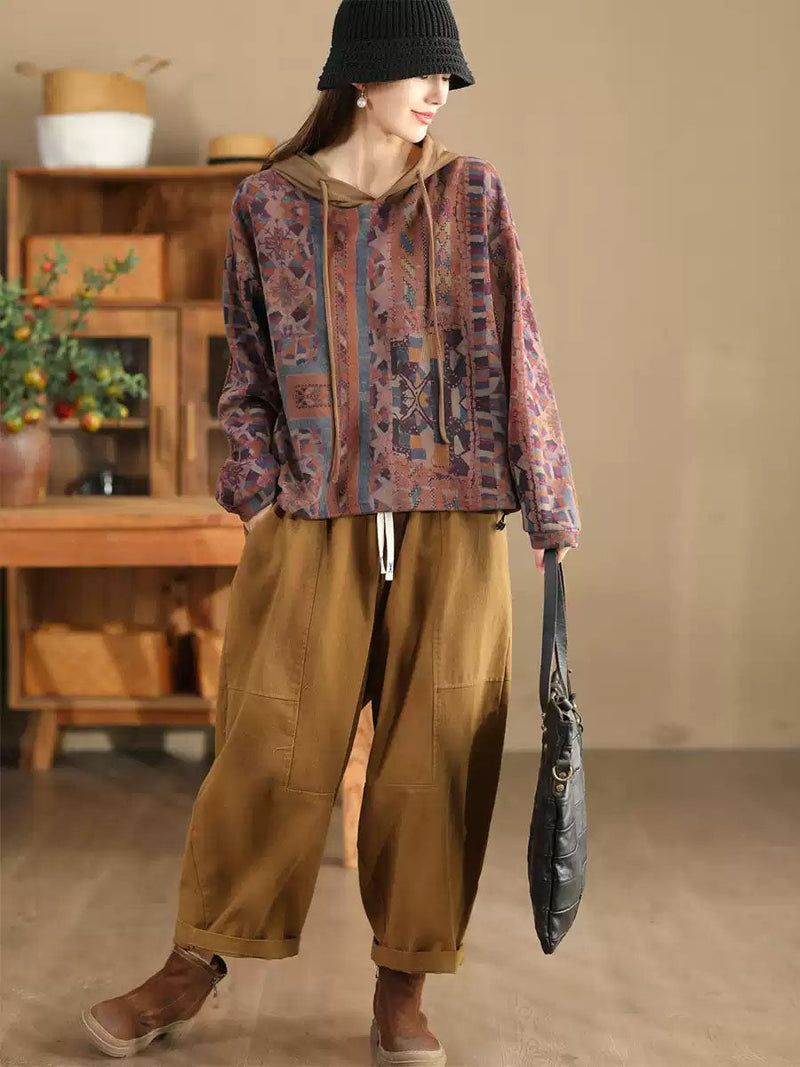 Autumn Flower Hooded Cotton Sweatshirt Wg021