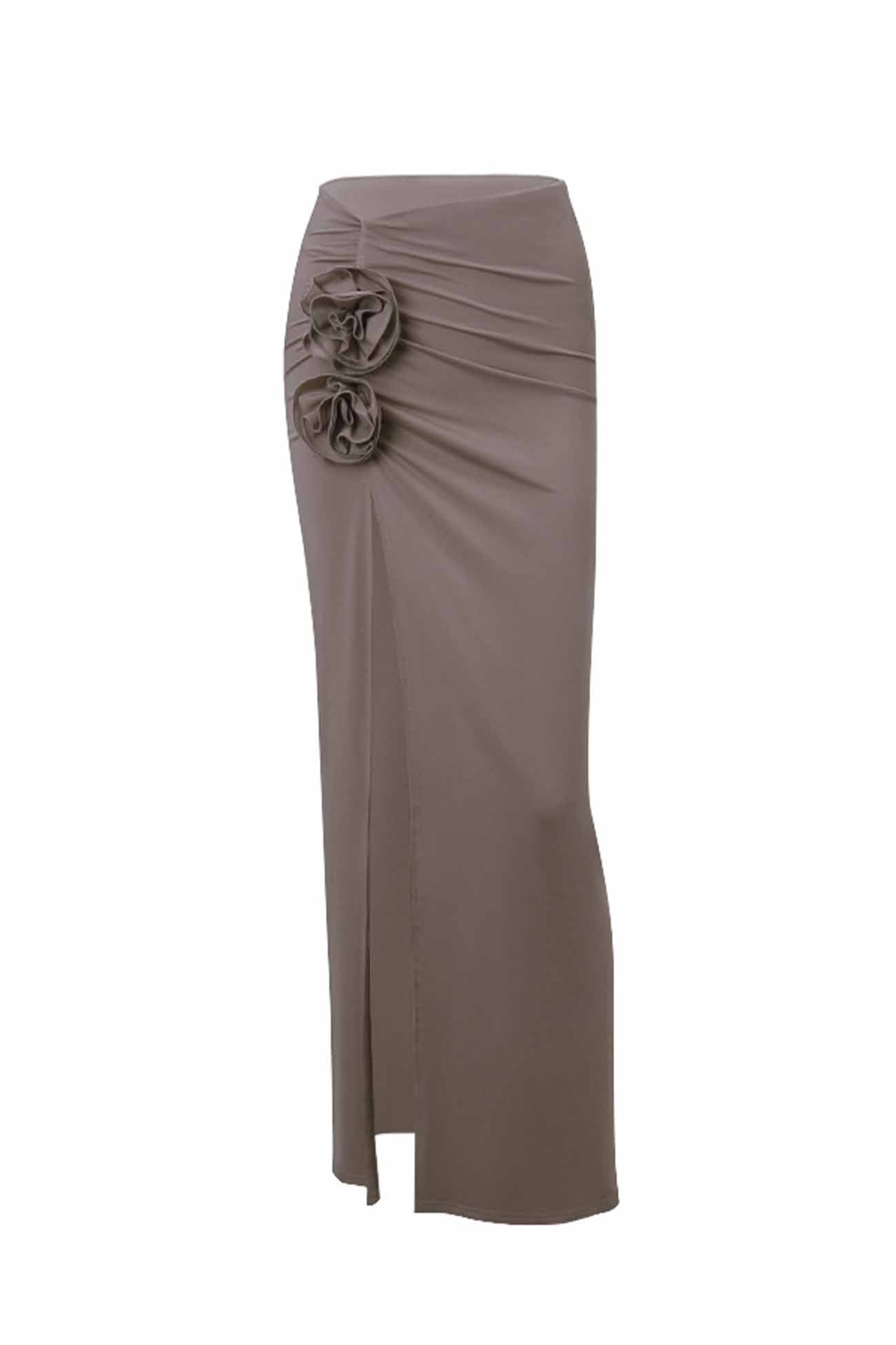 Ruched High Slit Skirt