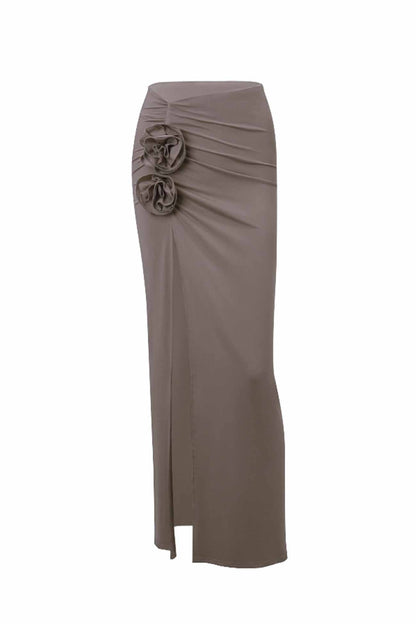 Ruched High Slit Skirt