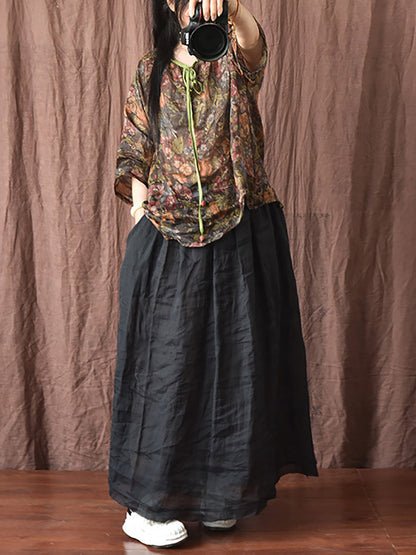 Spring Strap Linen Blouse Hh056