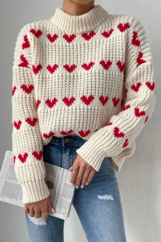 Heart Jacquard Knitted Sweater