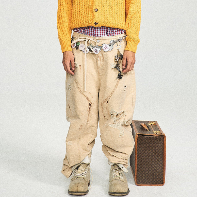 Distressed Double-knee Pants