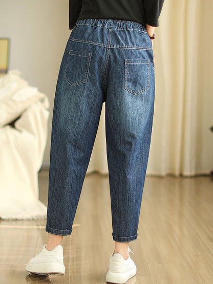Summer Fish Embroidery Denim Harem Pants As1043