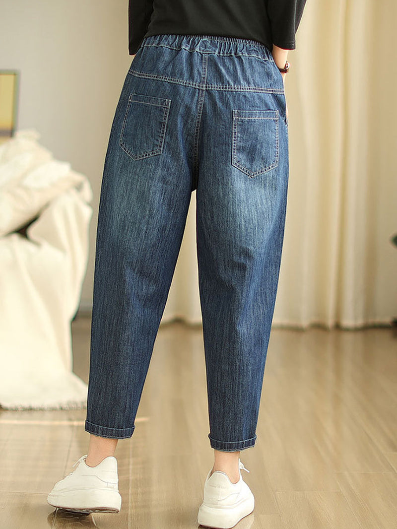 Summer Fish Embroidery Denim Harem Pants As1043