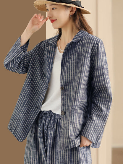 Stripe Spring Linen Shirt+pants Ii1057