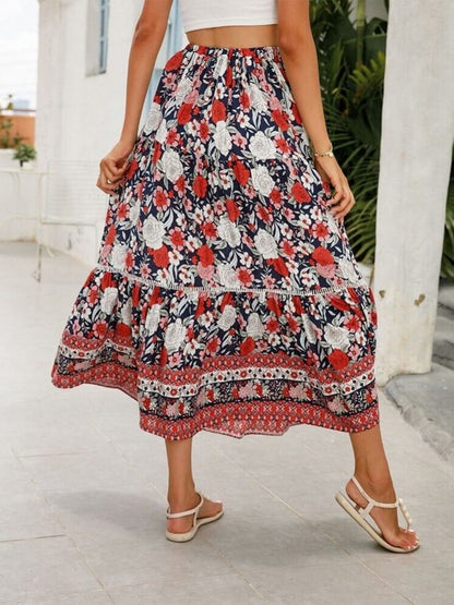 Romantic Red Tiered Skirt