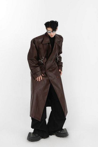 Layered Vegan Leather Coat