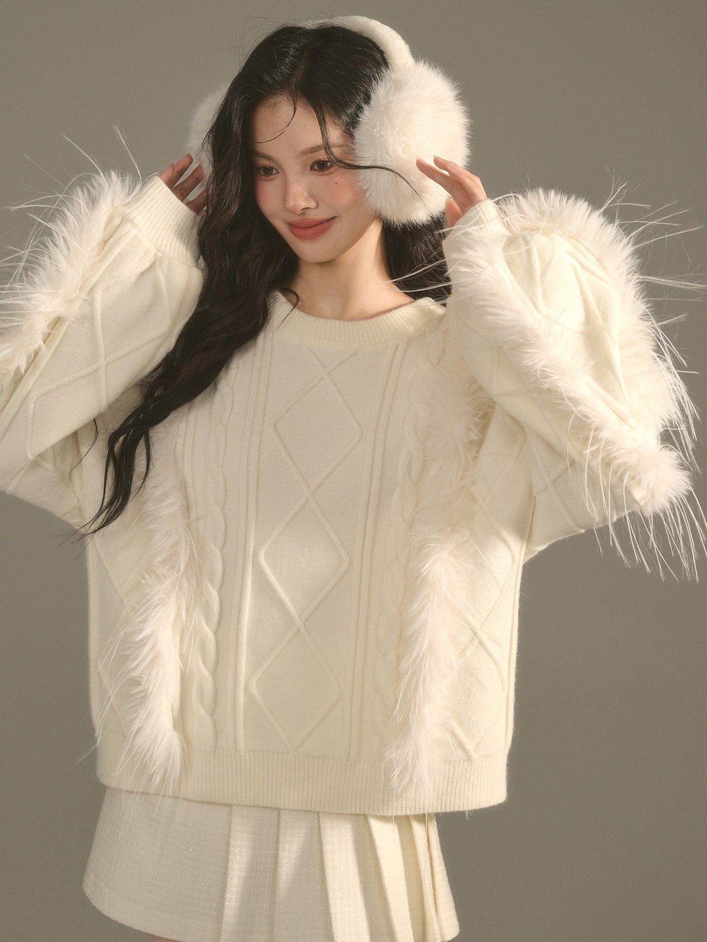Diamond Cable Knit Pattern Sweater