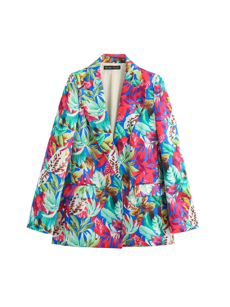 Print Blazer & Wide Leg Pant Coord Set