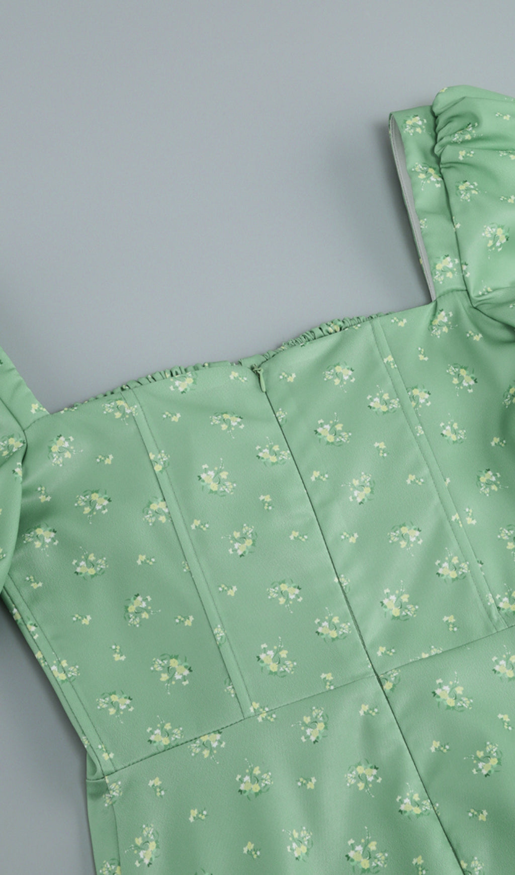 Puff Sleeve Midi Dress in Green