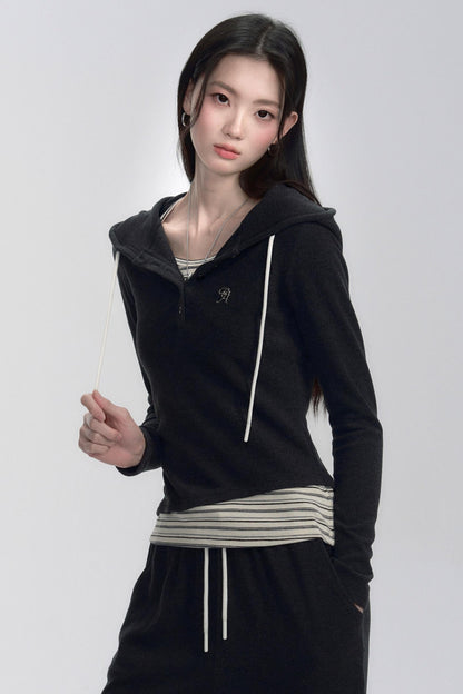 Hooded Long Sleeve Top and Pants Set-up