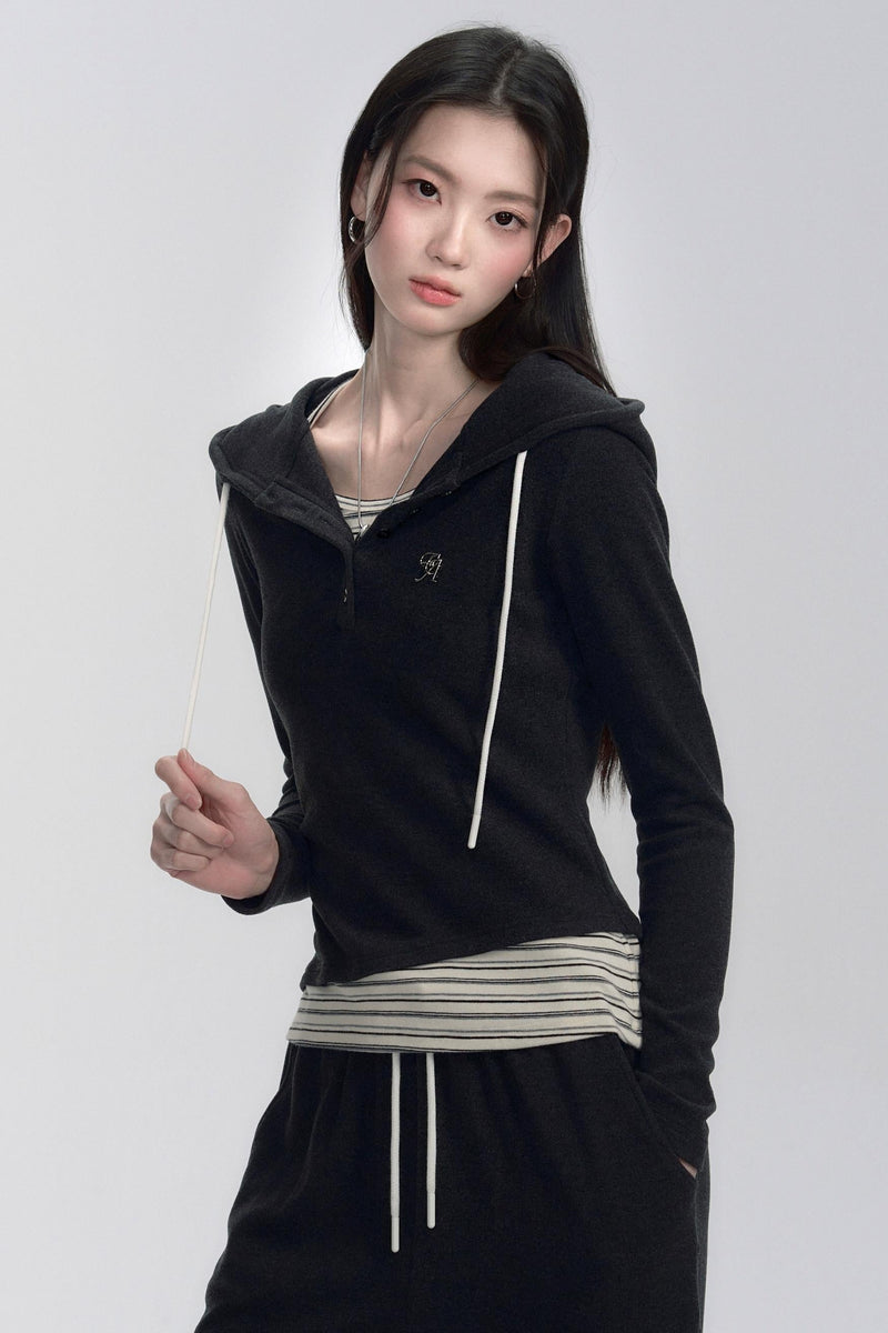 Hooded Long Sleeve Top and Pants Set-up