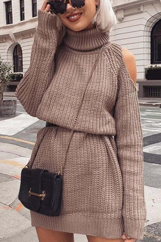 High Collar Dew Shoulder Sweater