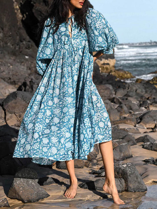 Balloon Sleeve Midi Dress