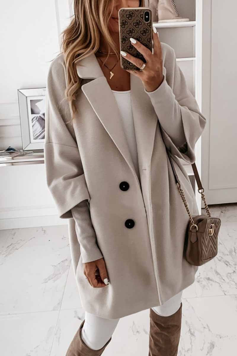 Color Lapel Coat With Pocket(2 Colors)