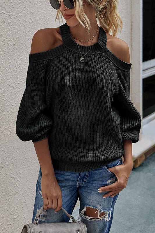 Off-shoulder Knitted Sweater