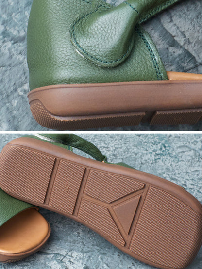 Summer Leather Flat Sandals Ui1013