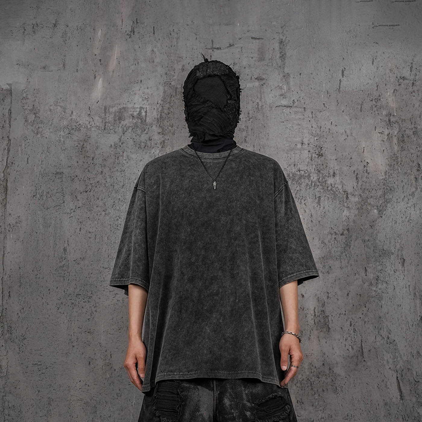 Distressed Washed Black T-shirt