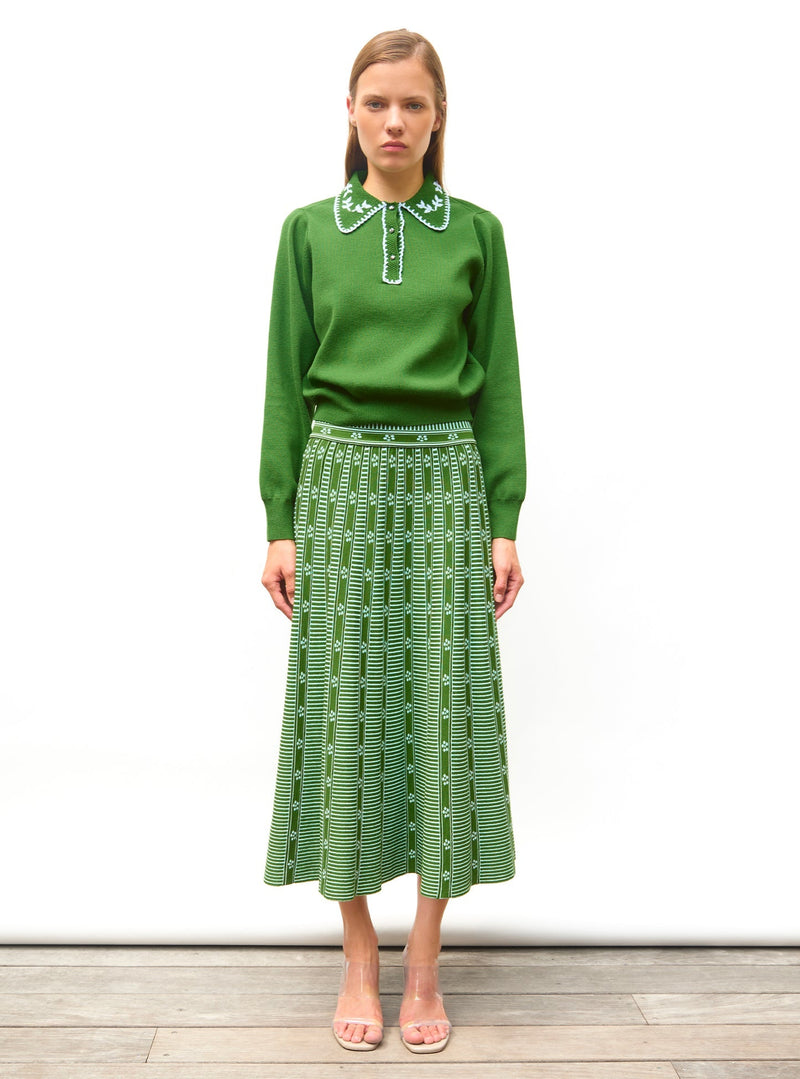 Green Jacquard Skirt
