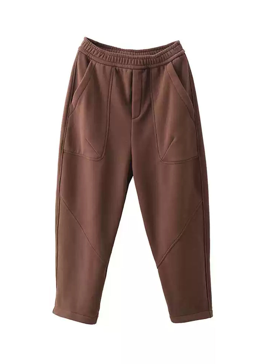 Autumn Cotton Fleece-lined Harem Pants Wg014