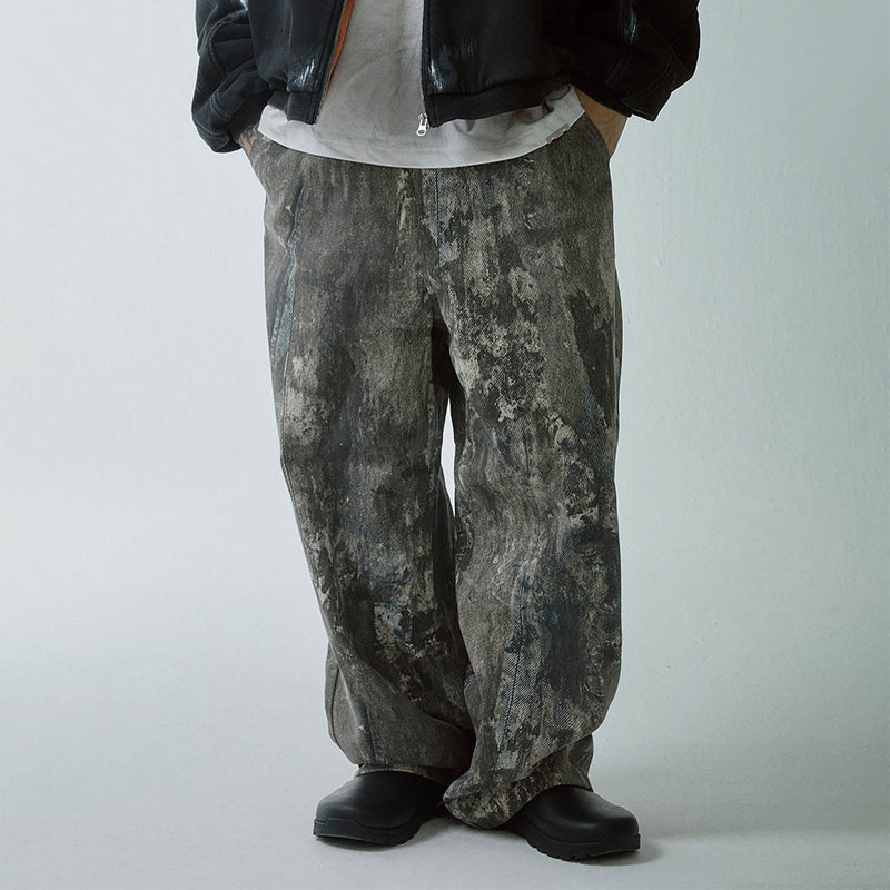 Acid Wash Straight-leg Pants