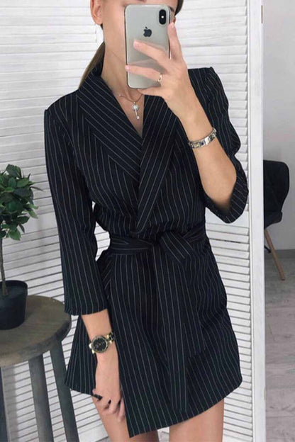 Color Long Sleeve Suit Collar Mini Dresses(3 Colors)