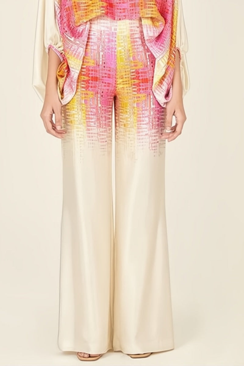 Abstract Waves Two-piece Set - Yellow-pink