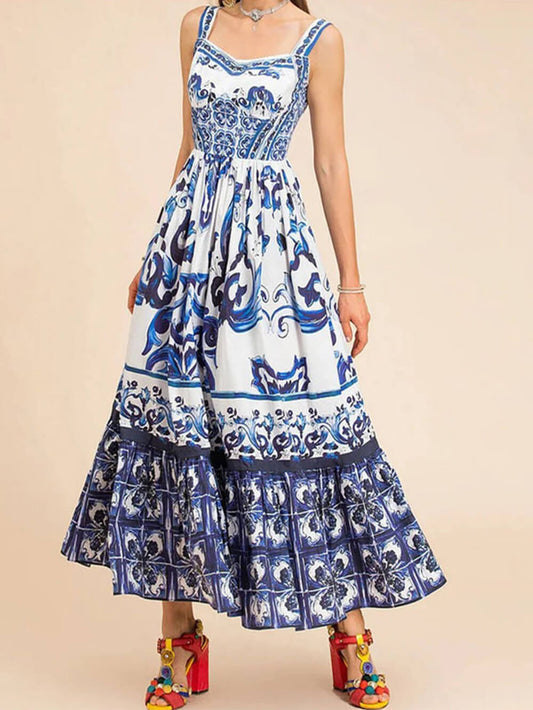 Sling Print Loose Dress
