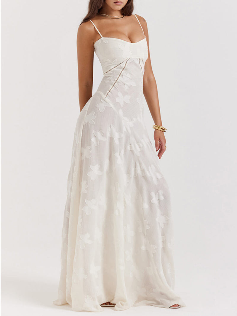 Cream Lace Back Maxi Dress