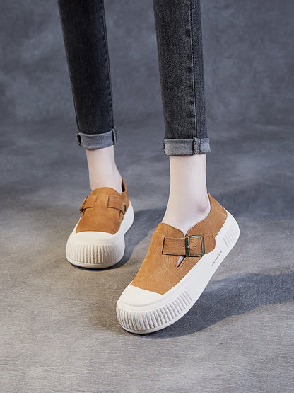 Leather Platform Flat Shoes Fg1027