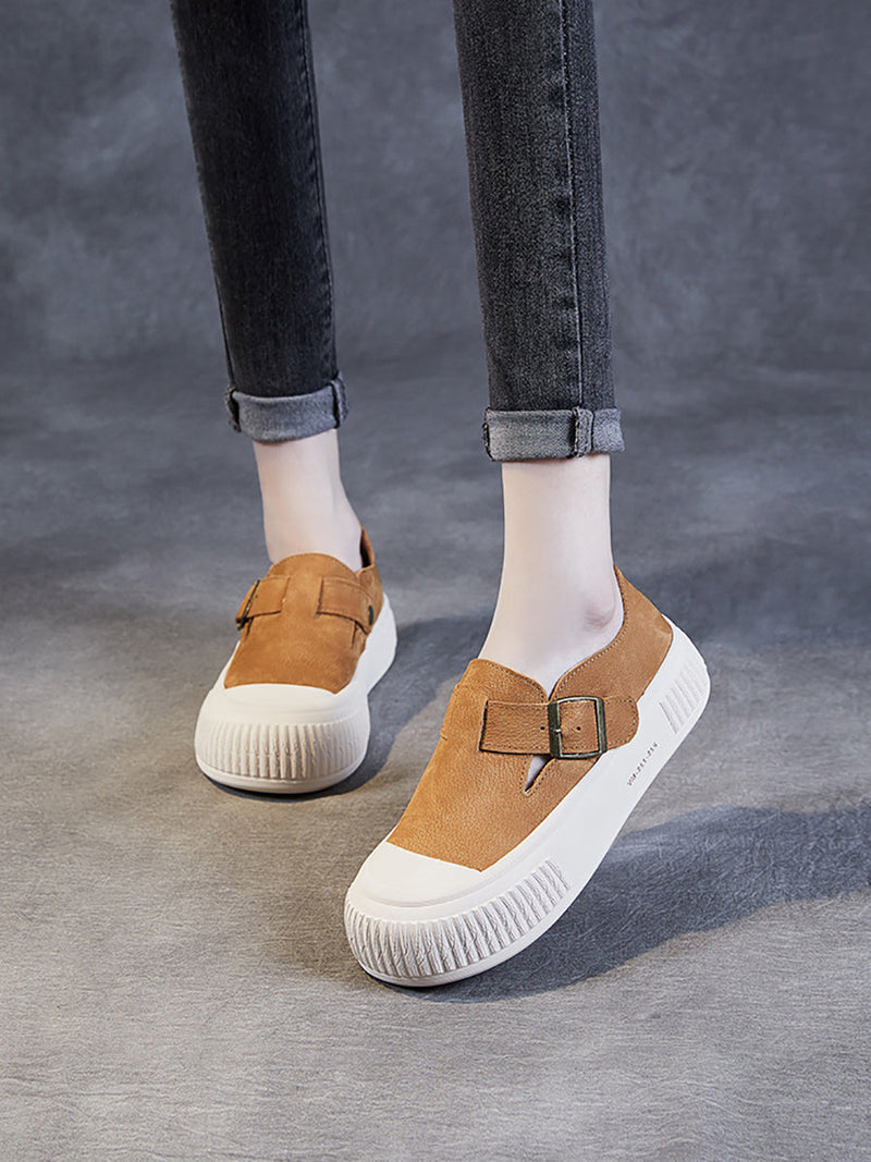 Leather Platform Flat Shoes Fg1027