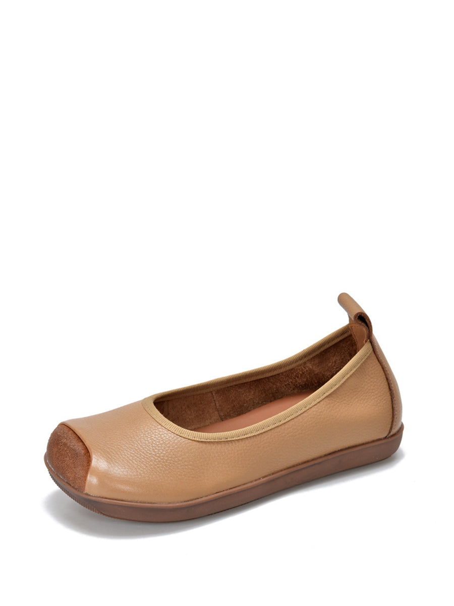 Summer Soft Leather Colorblock Flat Shoes Rr1021