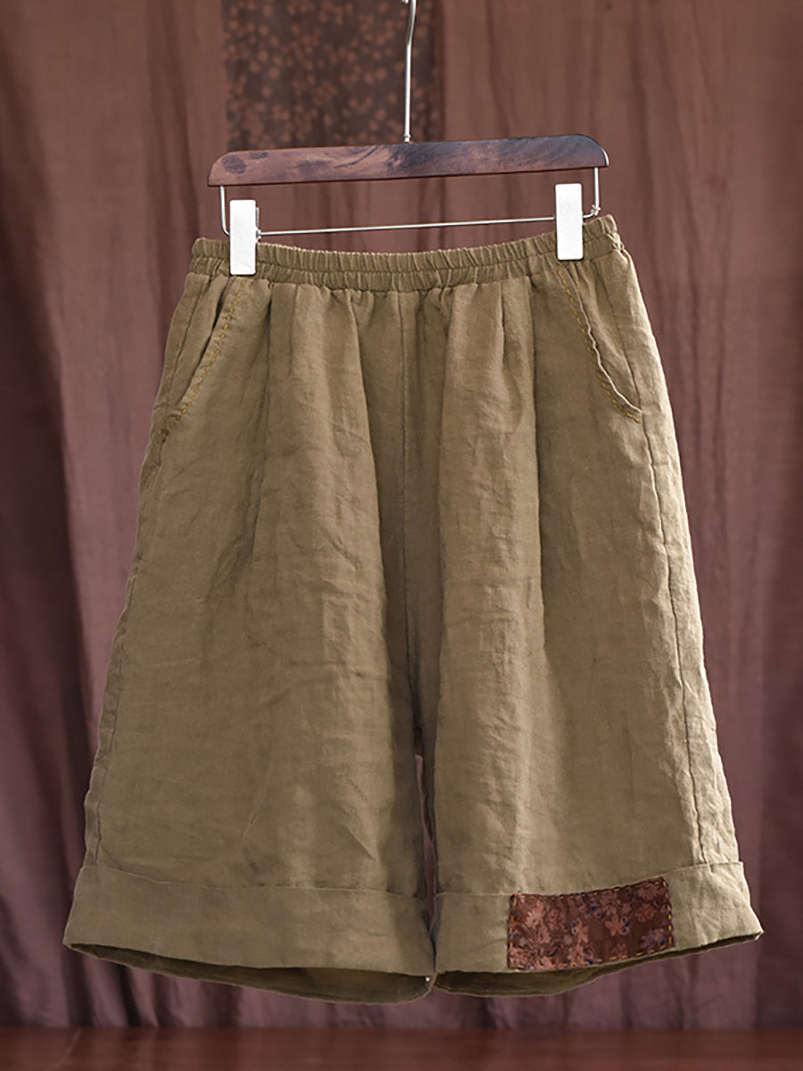 Patch Stitching Loose Short Pants Hh052
